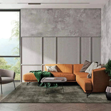 Kuza Plain Stripe Modern Abstract Distressed Shimmer Hi-Lo Textured Soft Velvety Touch High-Density Durable Easy-Care Short Pile Khaki/Black Rug-Asiatic Carpets-Rug Love - The Most Loved Rug Store